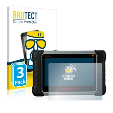 Parte frontal de un envase de producto con el logotipo de la marca BROTECT. Al lado se muestra el dispositivo Autel MaxiPRO MP