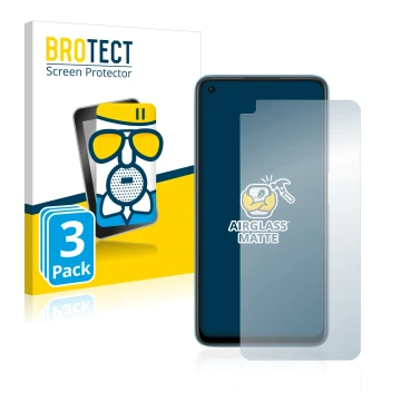 Parte frontal de un envase de producto con el logotipo de la marca BROTECT. Al lado se muestra el dispositivo Oppo A76 con su 