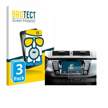 Parte frontal de un envase de producto con el logotipo de la marca BROTECT. Al lado se muestra el dispositivo Skoda Fabia 3 Co