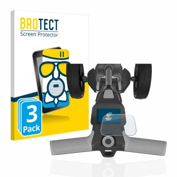 Parte frontal de un envase de producto con el logotipo de la marca BROTECT. Al lado se muestra el dispositivo PowaKaddy FX5 2.