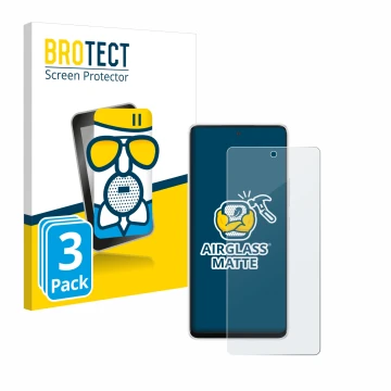 Parte frontal de un envase de producto con el logotipo de la marca BROTECT. Al lado se muestra el dispositivo Samsung Galaxy A