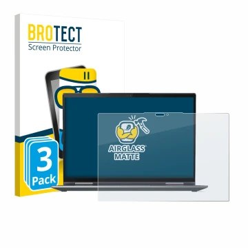 Parte frontal de un envase de producto con el logotipo de la marca BROTECT. Al lado se muestra el dispositivo Lenovo ThinkPad 