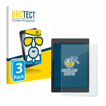 Parte frontal de un envase de producto con el logotipo de la marca BROTECT. Al lado se muestra el dispositivo Boox Nova Air C 
