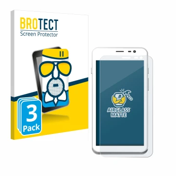 Parte frontal de un envase de producto con el logotipo de la marca BROTECT. Al lado se muestra el dispositivo Pax A77 con su p