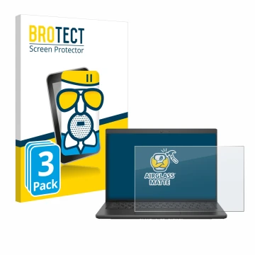 Parte frontal de un envase de producto con el logotipo de la marca BROTECT. Al lado se muestra el dispositivo Dell Latitude 34