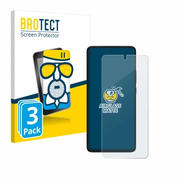 Parte frontal de un envase de producto con el logotipo de la marca BROTECT. Al lado se muestra el dispositivo Motorola Edge 30
