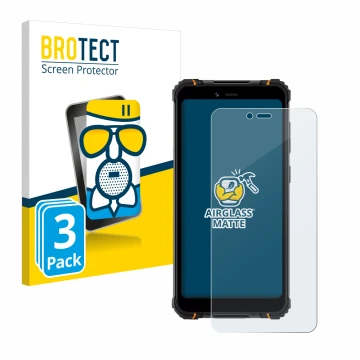 Parte frontal de un envase de producto con el logotipo de la marca BROTECT. Al lado se muestra el dispositivo Hotwav T5 Pro co