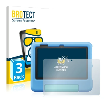 Parte frontal de un envase de producto con el logotipo de la marca BROTECT. Al lado se muestra el dispositivo Amazon Fire 7 Ki