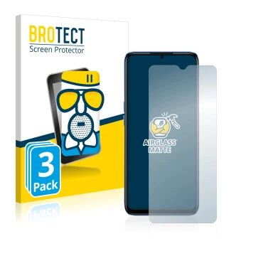 Parte frontal de un envase de producto con el logotipo de la marca BROTECT. Al lado se muestra el dispositivo realme Narzo 50 