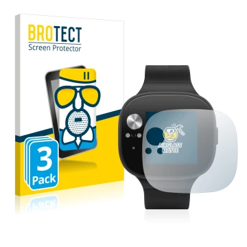 Parte frontal de un envase de producto con el logotipo de la marca BROTECT. Al lado se muestra el dispositivo ASUS Vivowatch B
