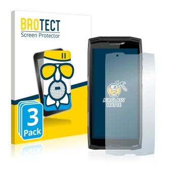 Parte frontal de un envase de producto con el logotipo de la marca BROTECT. Al lado se muestra el dispositivo Crosscall Core-X