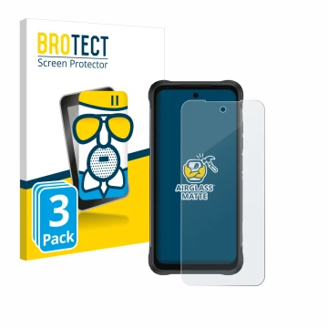Parte frontal de un envase de producto con el logotipo de la marca BROTECT. Al lado se muestra el dispositivo Umidigi Bison 2 