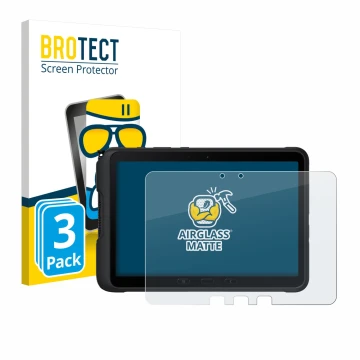 Parte frontal de un envase de producto con el logotipo de la marca BROTECT. Al lado se muestra el dispositivo Samsung Galaxy T