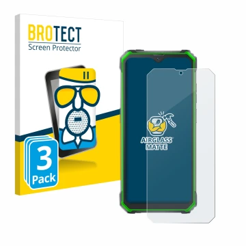 Parte frontal de un envase de producto con el logotipo de la marca BROTECT. Al lado se muestra el dispositivo Blackview BV7100