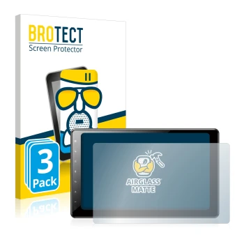 Parte frontal de un envase de producto con el logotipo de la marca BROTECT. Al lado se muestra el dispositivo Pioneer AVIC-Z10