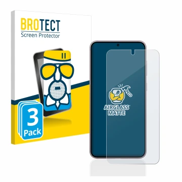 Parte frontal de un envase de producto con el logotipo de la marca BROTECT. Al lado se muestra el dispositivo Samsung Galaxy S