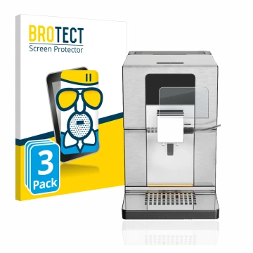 Parte frontal de un envase de producto con el logotipo de la marca BROTECT. Al lado se muestra el dispositivo Krups Intuition 