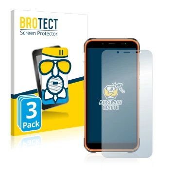 Parte frontal de un envase de producto con el logotipo de la marca BROTECT. Al lado se muestra el dispositivo Ulefone Power Ar