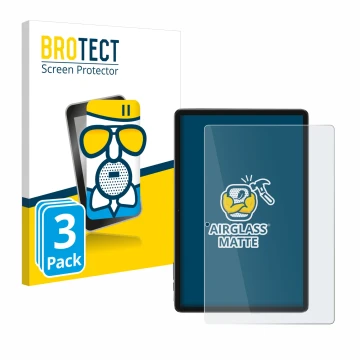 Parte frontal de un envase de producto con el logotipo de la marca BROTECT. Al lado se muestra el dispositivo Blackview Tab 7 