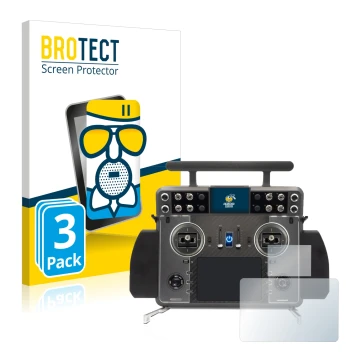 Parte frontal de un envase de producto con el logotipo de la marca BROTECT. Al lado se muestra el dispositivo FrSky Tandem XE 