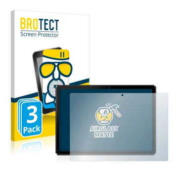 Parte frontal de un envase de producto con el logotipo de la marca BROTECT. Al lado se muestra el dispositivo Pritom M10 10.1