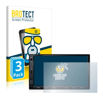Parte frontal de un envase de producto con el logotipo de la marca BROTECT. Al lado se muestra el dispositivo Atoto S8 Standar