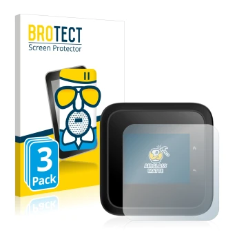 Parte frontal de un envase de producto con el logotipo de la marca BROTECT. Al lado se muestra el dispositivo Netgear Nighthaw