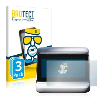 Parte frontal de un envase de producto con el logotipo de la marca BROTECT. Al lado se muestra el dispositivo Tesla Model S Pl