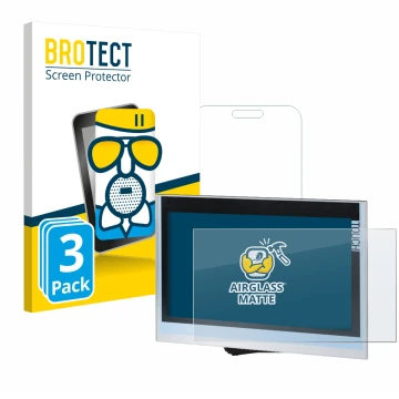 Parte frontal de un envase de producto con el logotipo de la marca BROTECT. Al lado se muestra el dispositivo Siemens Simatic 