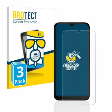 Parte frontal de un envase de producto con el logotipo de la marca BROTECT. Al lado se muestra el dispositivo Nokia C32 con su