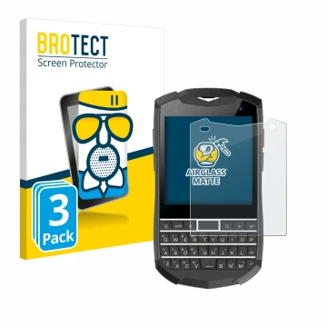 Parte frontal de un envase de producto con el logotipo de la marca BROTECT. Al lado se muestra el dispositivo Unihertz Titan P