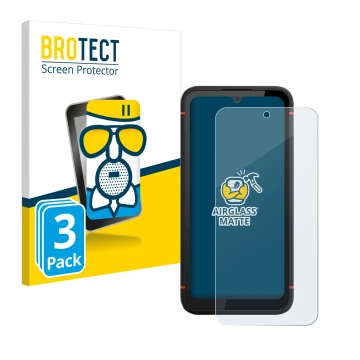 Parte frontal de un envase de producto con el logotipo de la marca BROTECT. Al lado se muestra el dispositivo Gigaset GX4 con 