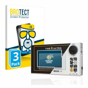 Parte frontal de un envase de producto con el logotipo de la marca BROTECT. Al lado se muestra el dispositivo Rover TAB 5 ULTR