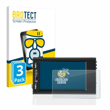 Parte frontal de un envase de producto con el logotipo de la marca BROTECT. Al lado se muestra el dispositivo SDRGEEK NanoVNA-