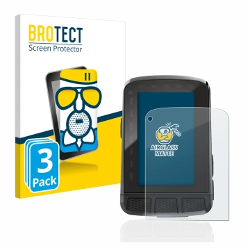 Parte frontal de un envase de producto con el logotipo de la marca BROTECT. Al lado se muestra el dispositivo Wahoo Elemnt Roa
