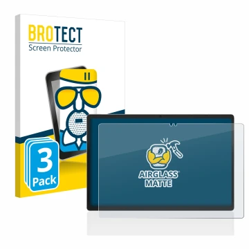 Parte frontal de un envase de producto con el logotipo de la marca BROTECT. Al lado se muestra el dispositivo Jumper EZpad M11