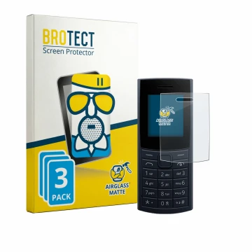 Parte frontal de un envase de producto con el logotipo de la marca BROTECT. Al lado se muestra el dispositivo Nokia 110 4G (20