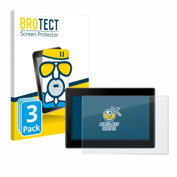 Parte frontal de un envase de producto con el logotipo de la marca BROTECT. Al lado se muestra el dispositivo Garmin Drive 53 