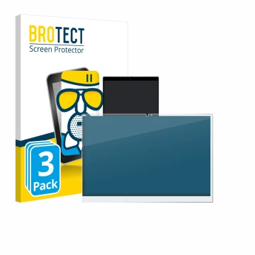 Parte frontal de un envase de producto con el logotipo de la marca BROTECT. Al lado se muestra el dispositivo Dell Inspiron 14