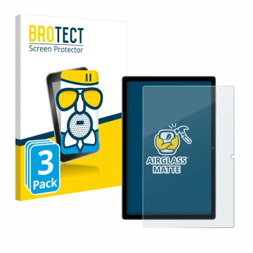 Parte frontal de un envase de producto con el logotipo de la marca BROTECT. Al lado se muestra el dispositivo Blackview Tab 15