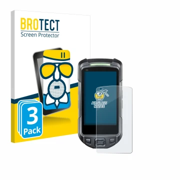 Parte frontal de un envase de producto con el logotipo de la marca BROTECT. Al lado se muestra el dispositivo Keyence BT-A700 