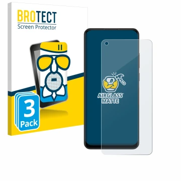 Parte frontal de un envase de producto con el logotipo de la marca BROTECT. Al lado se muestra el dispositivo Oppo A78 4G con 