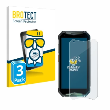 Parte frontal de un envase de producto con el logotipo de la marca BROTECT. Al lado se muestra el dispositivo Ulefone Armor 20