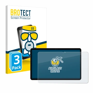 Parte frontal de un envase de producto con el logotipo de la marca BROTECT. Al lado se muestra el dispositivo Honor Pad X9 con