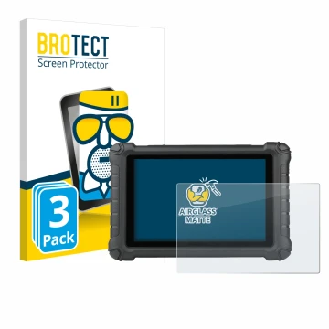 Parte frontal de un envase de producto con el logotipo de la marca BROTECT. Al lado se muestra el dispositivo Autel MX900c con