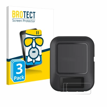 Parte frontal de un envase de producto con el logotipo de la marca BROTECT. Al lado se muestra el dispositivo Garmin inReach M
