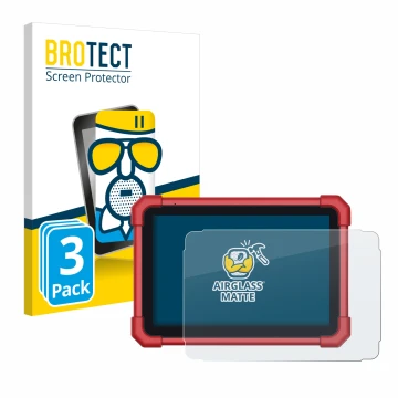 Parte frontal de un envase de producto con el logotipo de la marca BROTECT. Al lado se muestra el dispositivo Launch X-431 Eur