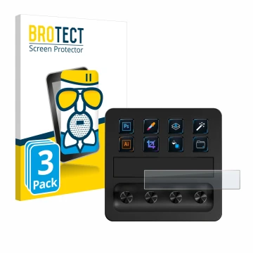 Parte frontal de un envase de producto con el logotipo de la marca BROTECT. Al lado se muestra el dispositivo Elgato Stream De