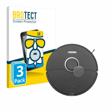 Parte frontal de un envase de producto con el logotipo de la marca BROTECT. Al lado se muestra el dispositivo Roborock S8 Lida