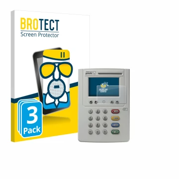 Parte frontal de un envase de producto con el logotipo de la marca BROTECT. Al lado se muestra el dispositivo ingenico eHealth